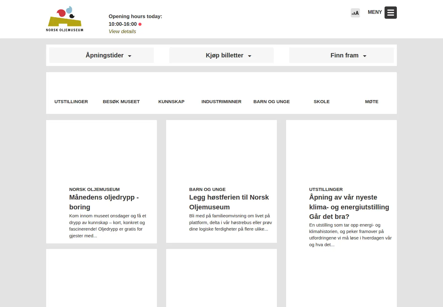 Screenshot of norskolje.museum.no