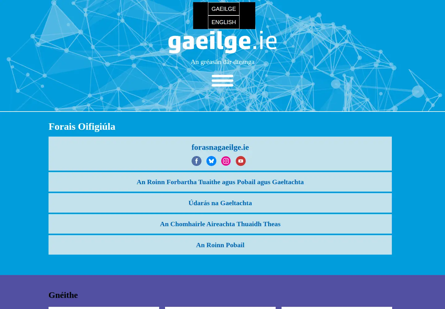Screenshot of gaeilge.ie