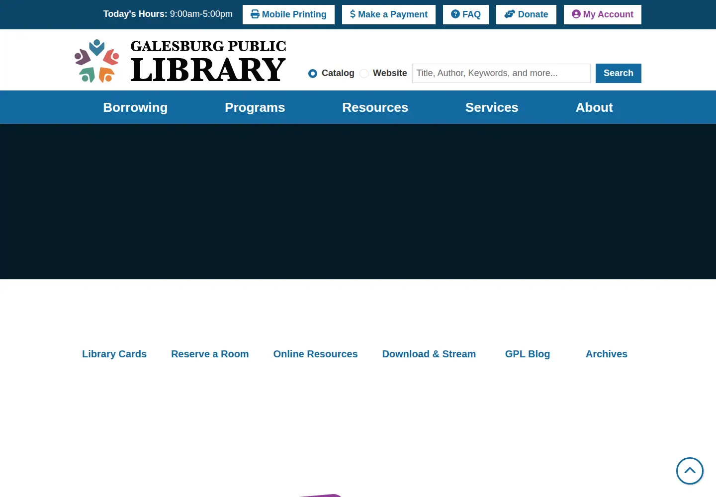 Screenshot of galesburglibrary.org