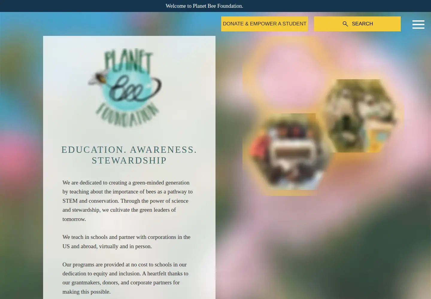 Captured homepage of planetbee.org in the current scan