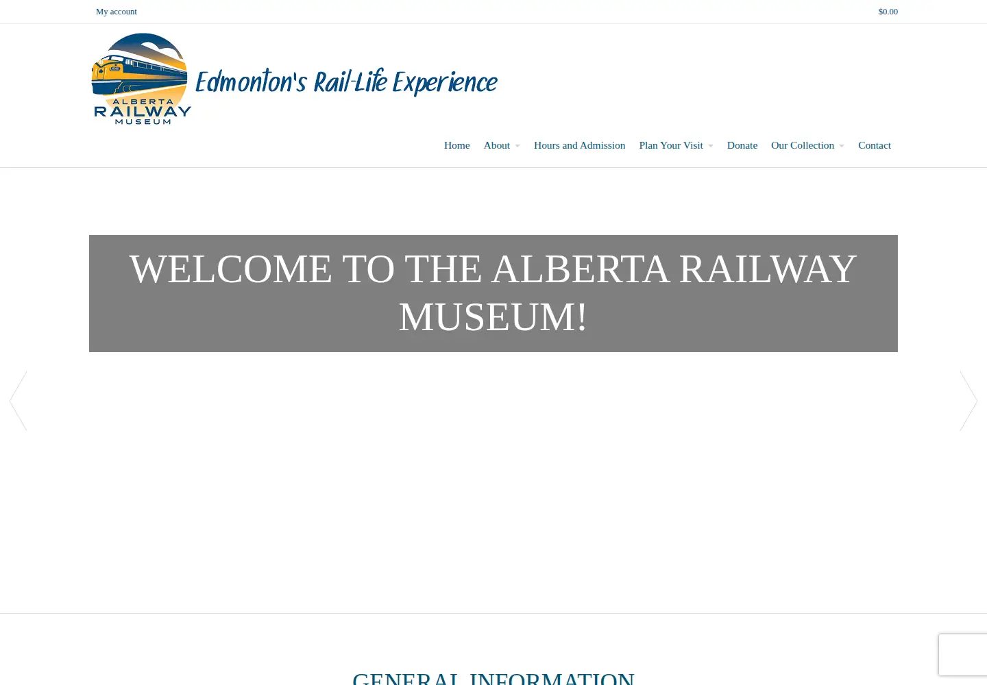 Screenshot of albertarailwaymuseum.com