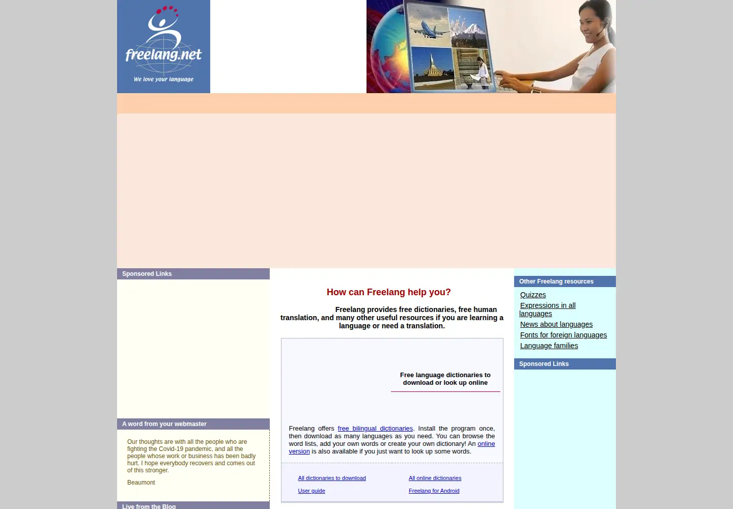 Screenshot of freelang.net