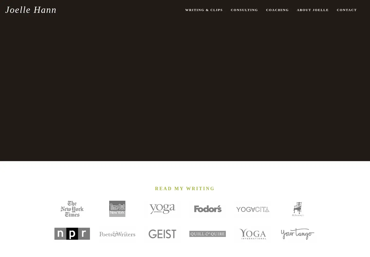 Captured homepage of joellehann.com in the current scan