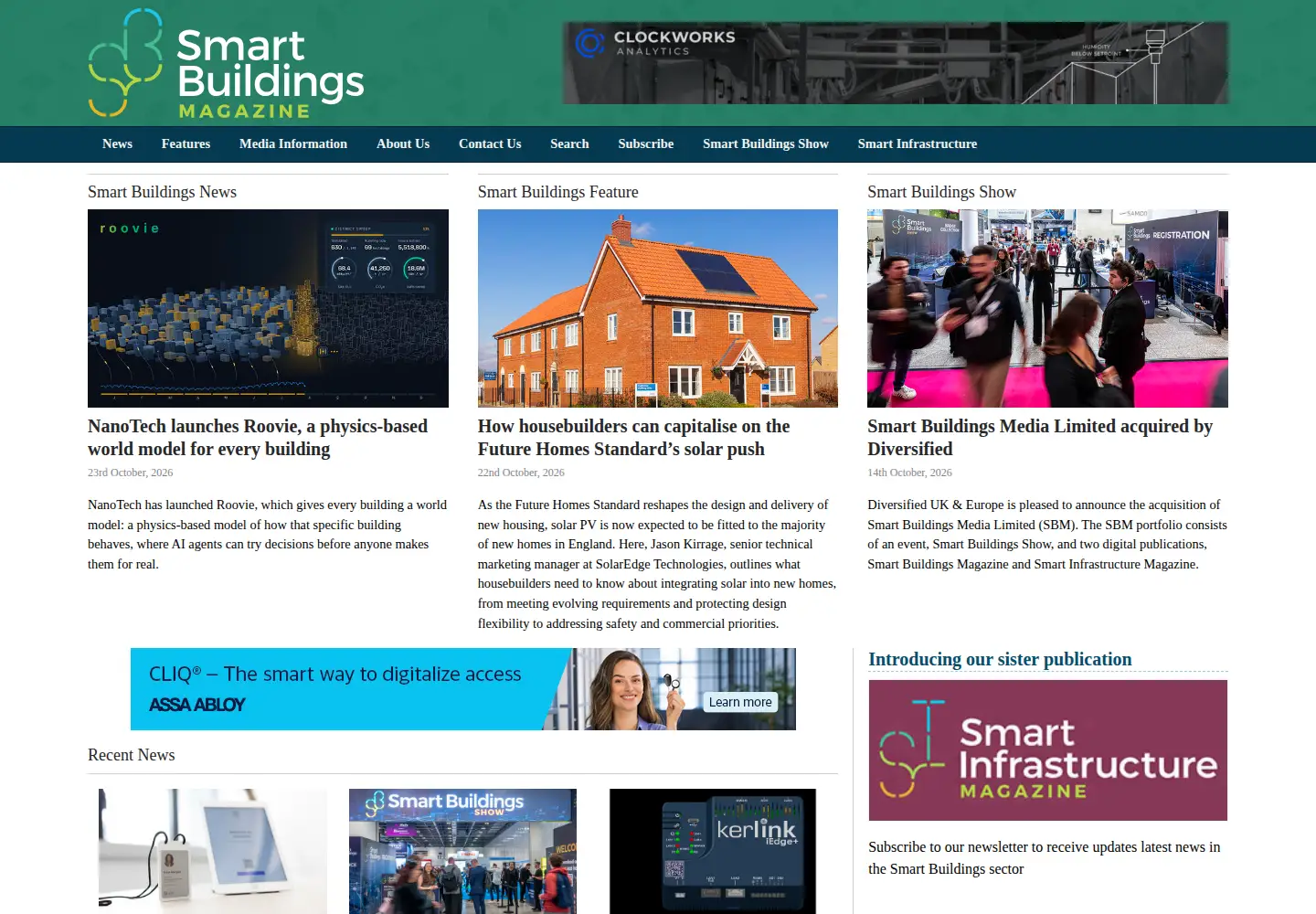 Captured homepage of smartbuildingsmagazine.com in the current scan