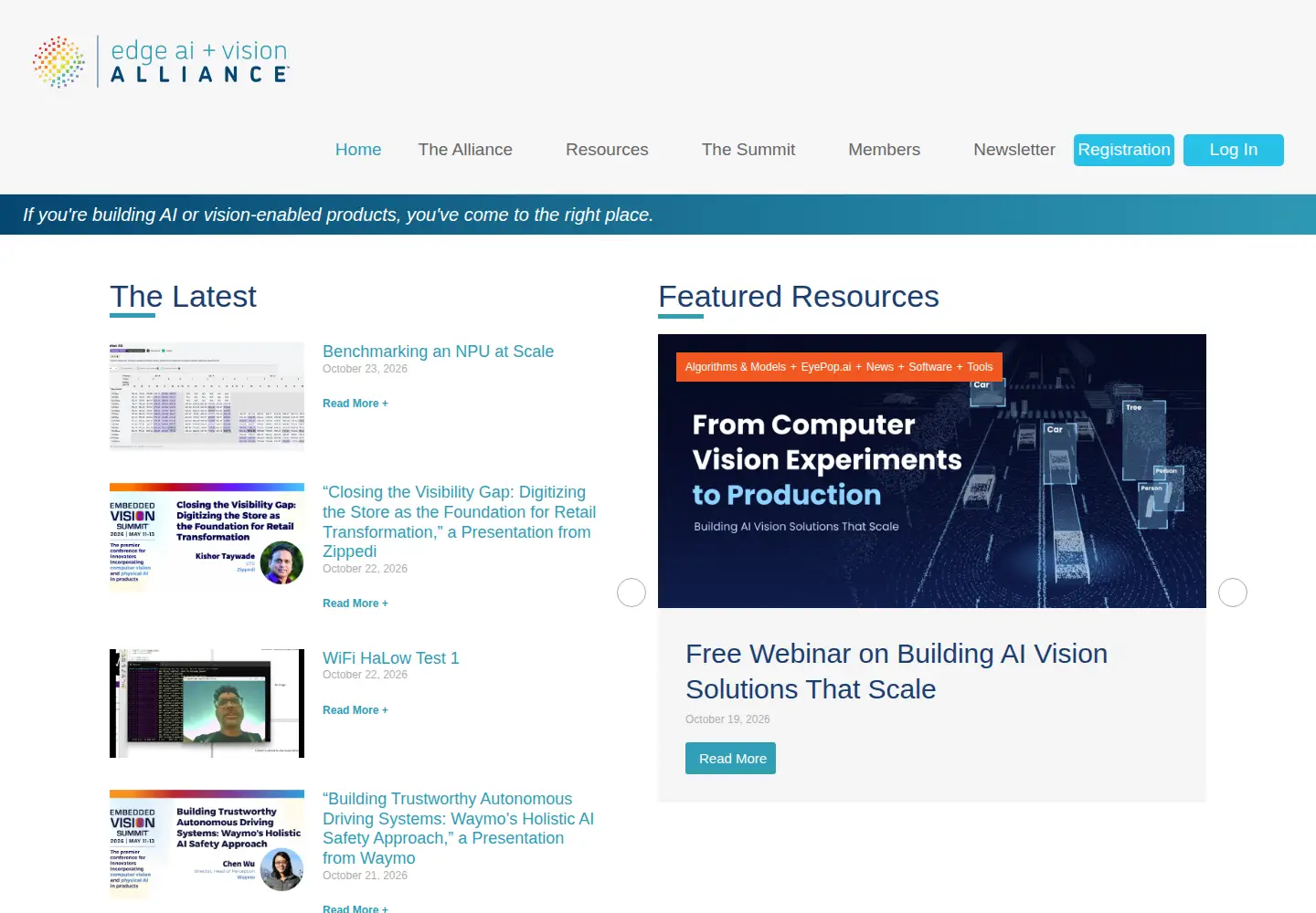 Captured homepage of embedded-vision.com in the current scan
