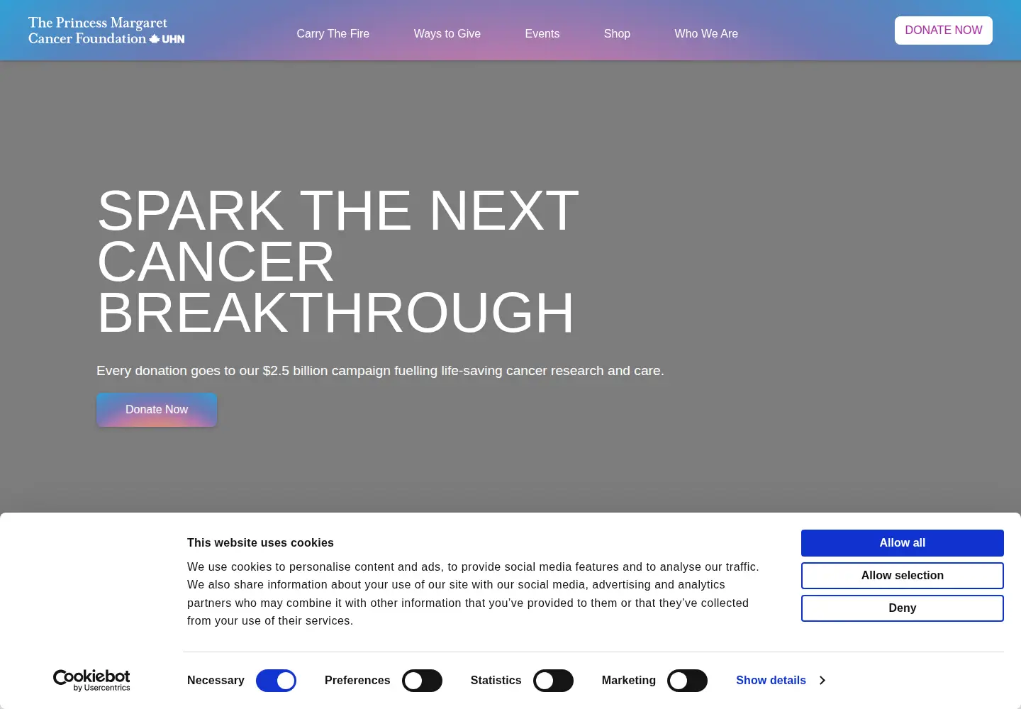 Screenshot of thepmcf.ca