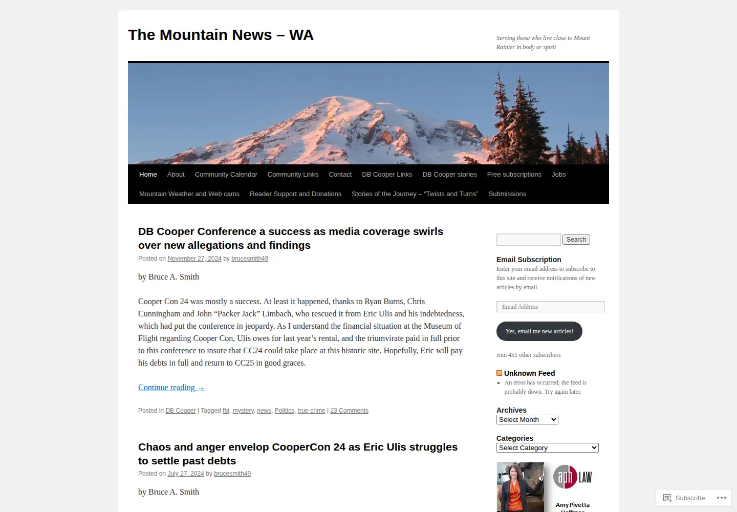 Screenshot of themountainnewswa.net