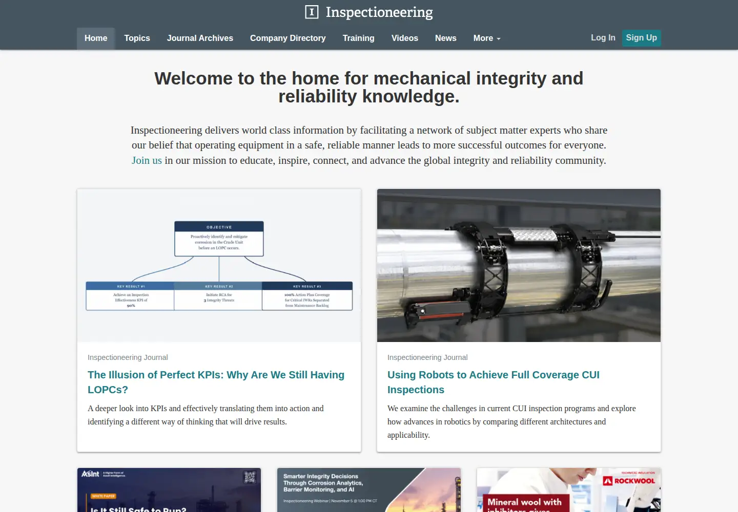 Screenshot of inspectioneering.com