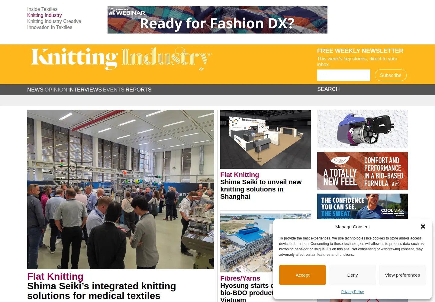 Captured homepage of knittingindustry.com in the current scan
