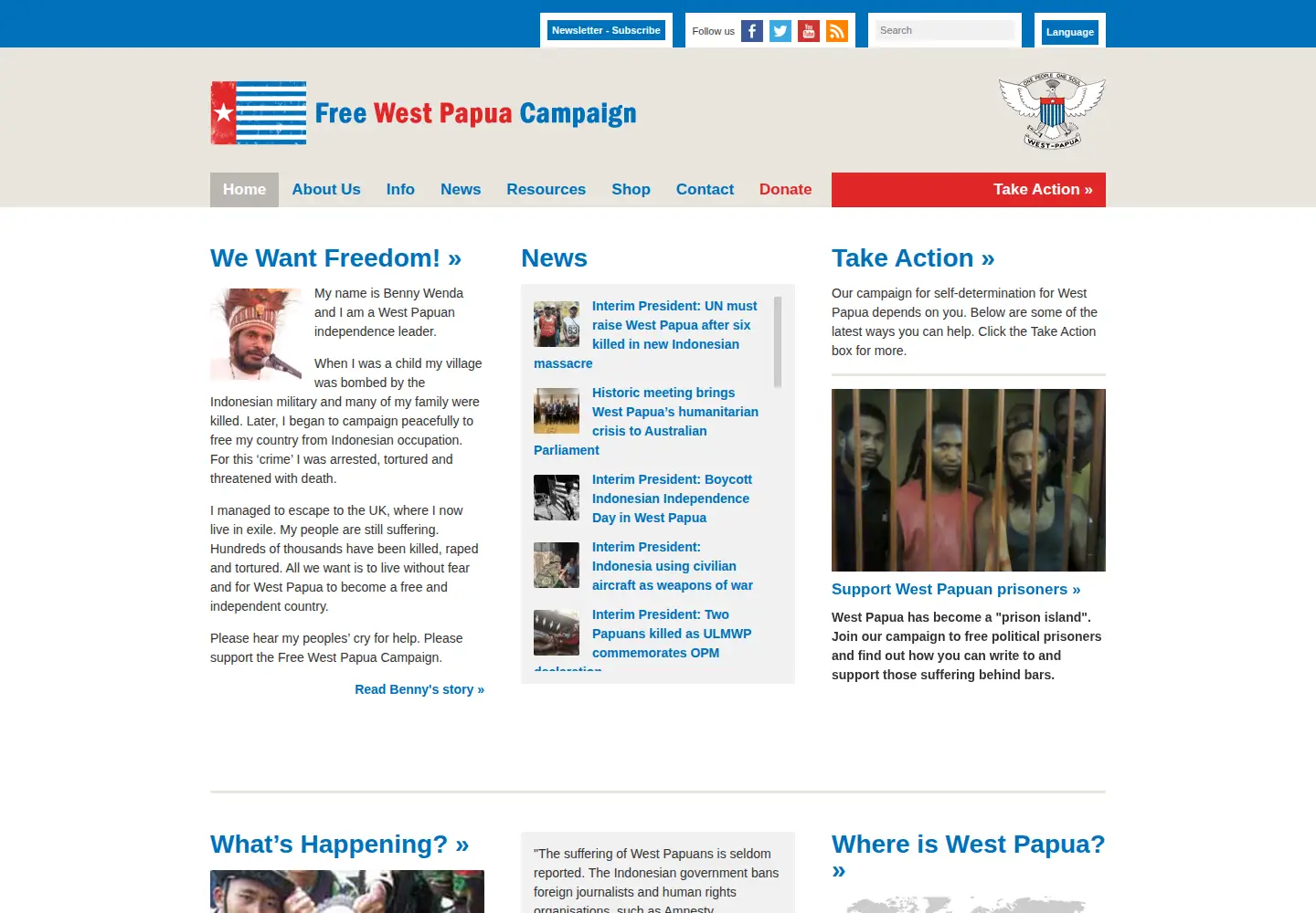 Screenshot of freewestpapua.org