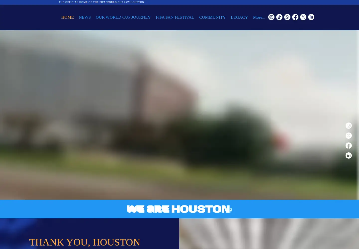Captured homepage of fwc26houston.com in the current scan