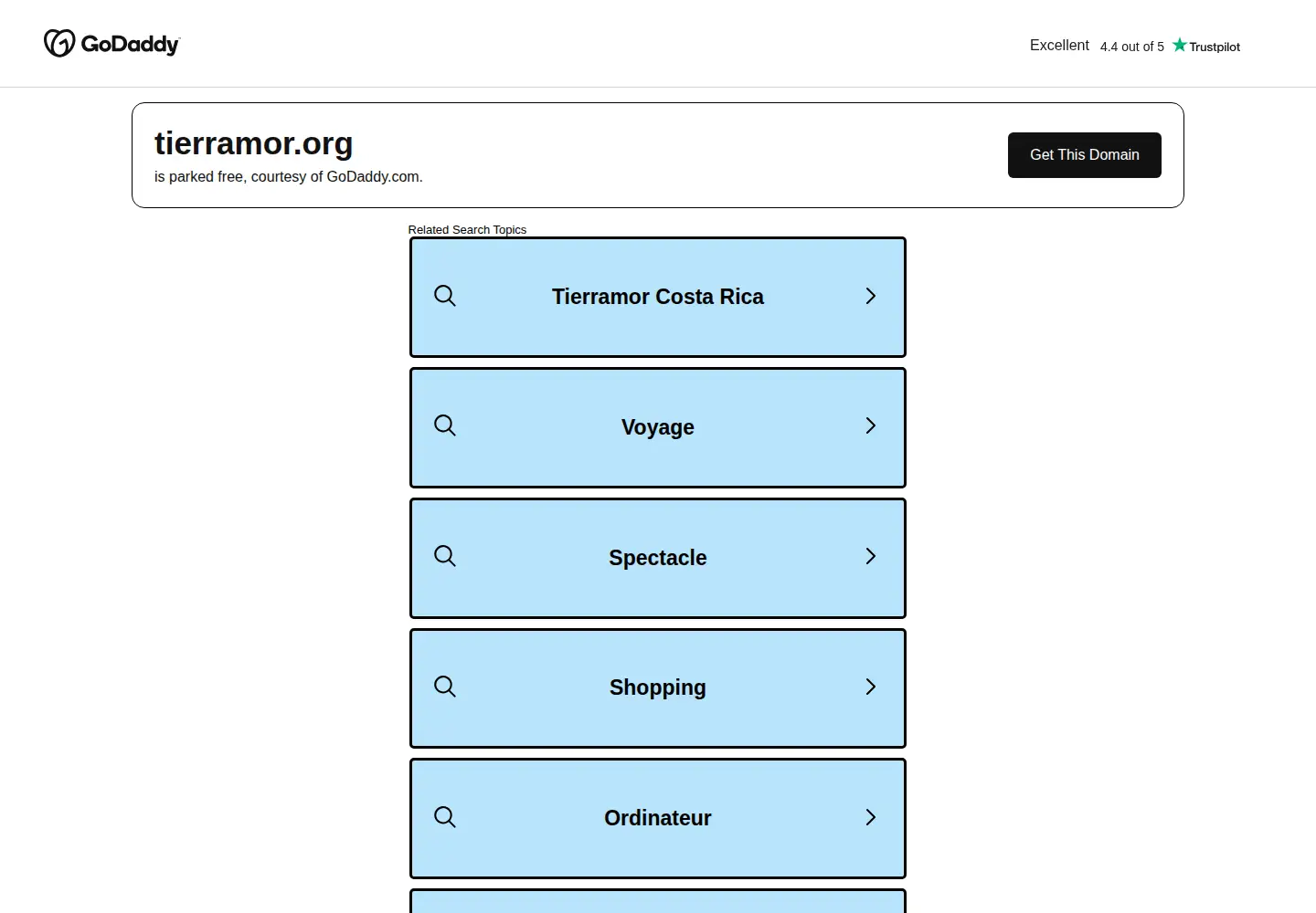 Captured homepage of tierramor.org in the current scan