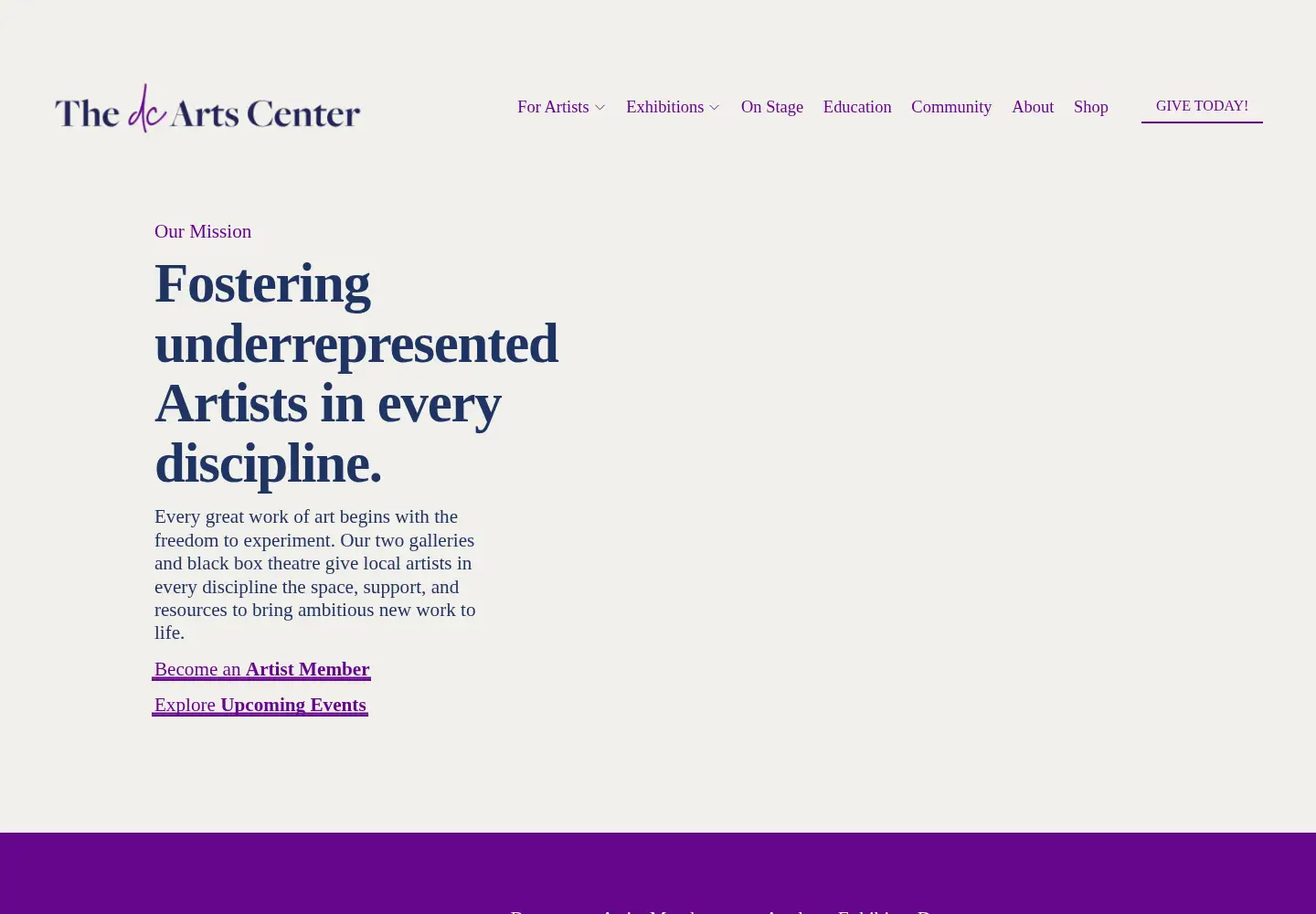 Screenshot of dcartscenter.org