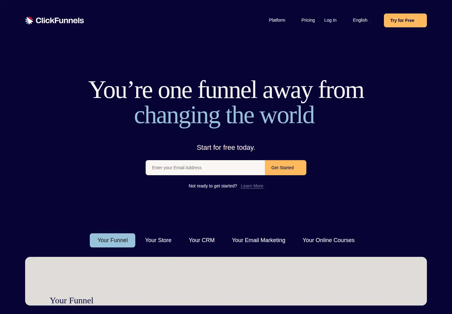 Screenshot of clickfunnels.com