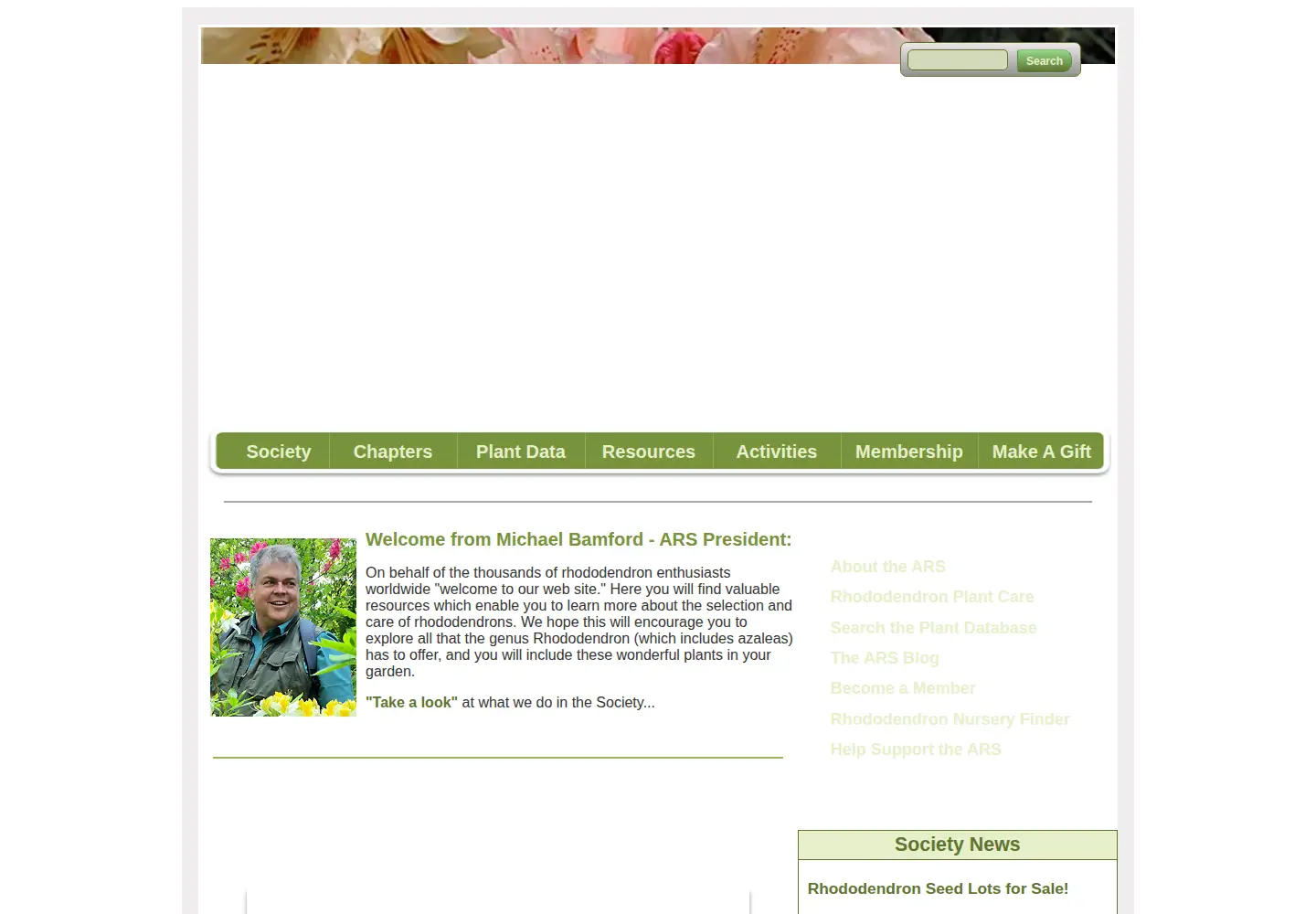 Screenshot of rhododendron.org