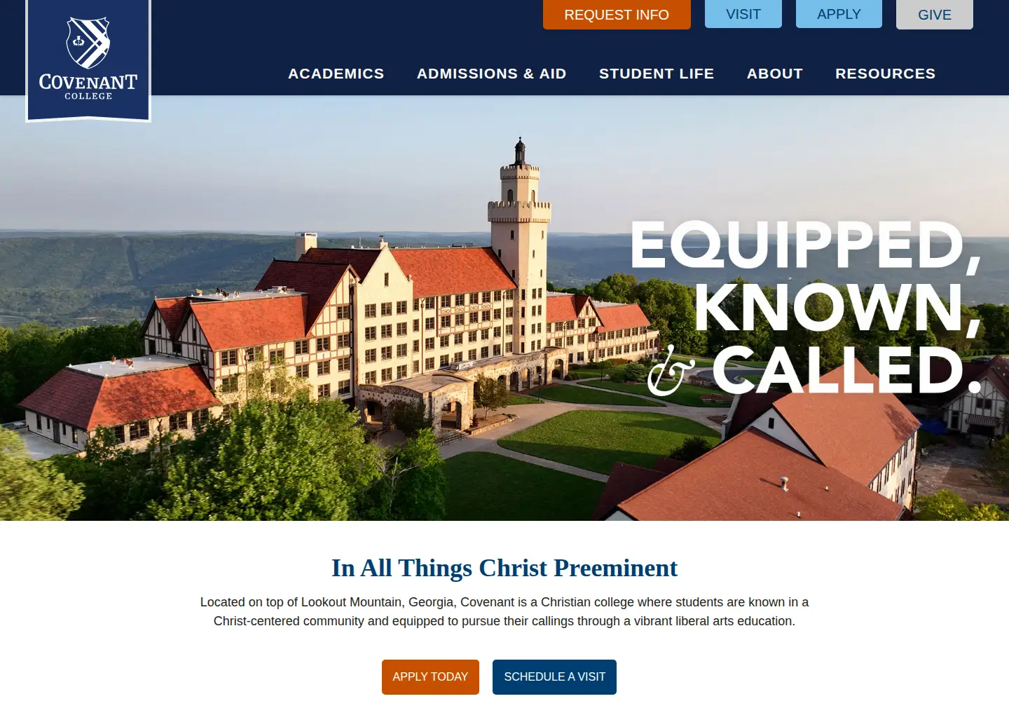 Screenshot of covenant.edu