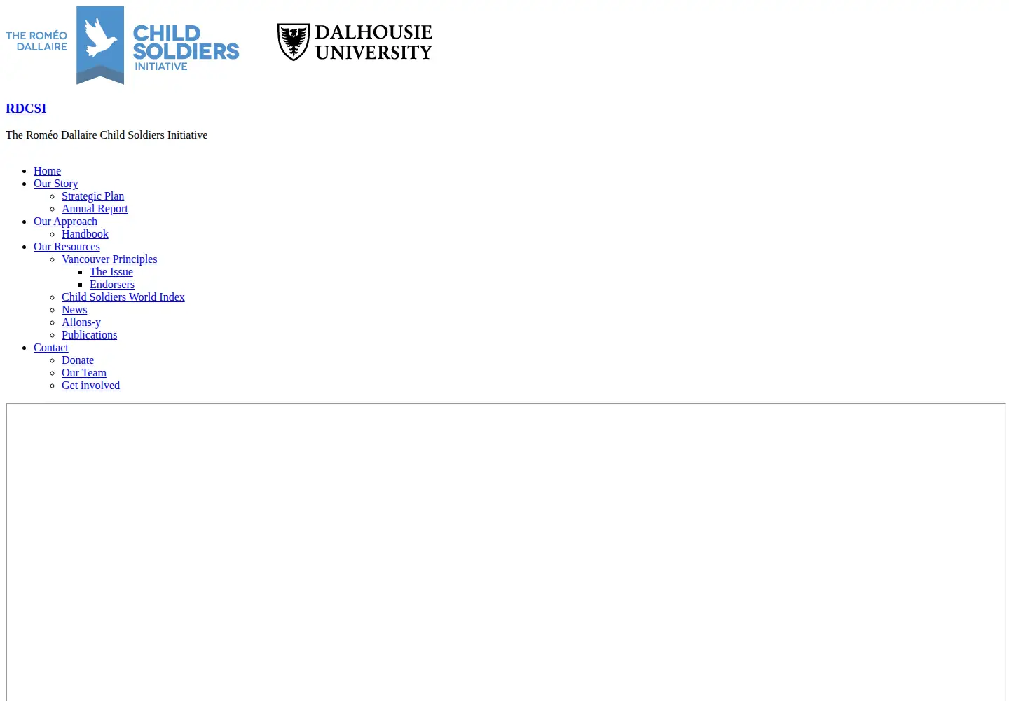Screenshot of childsoldiers.org