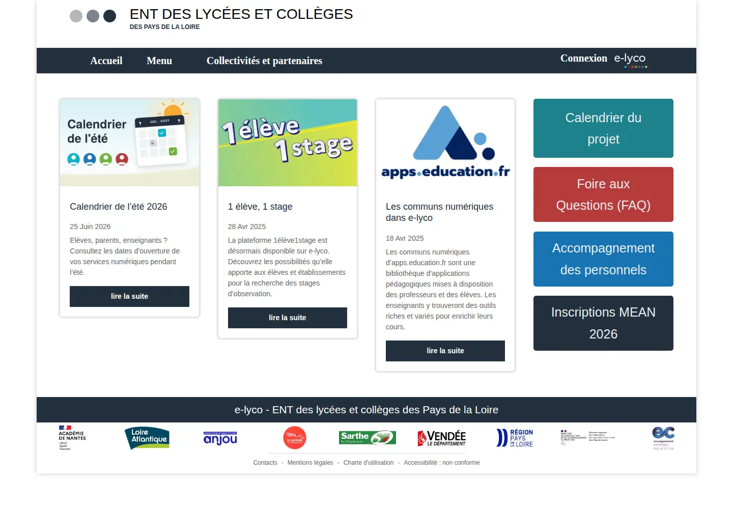 Screenshot of e-lyco.fr