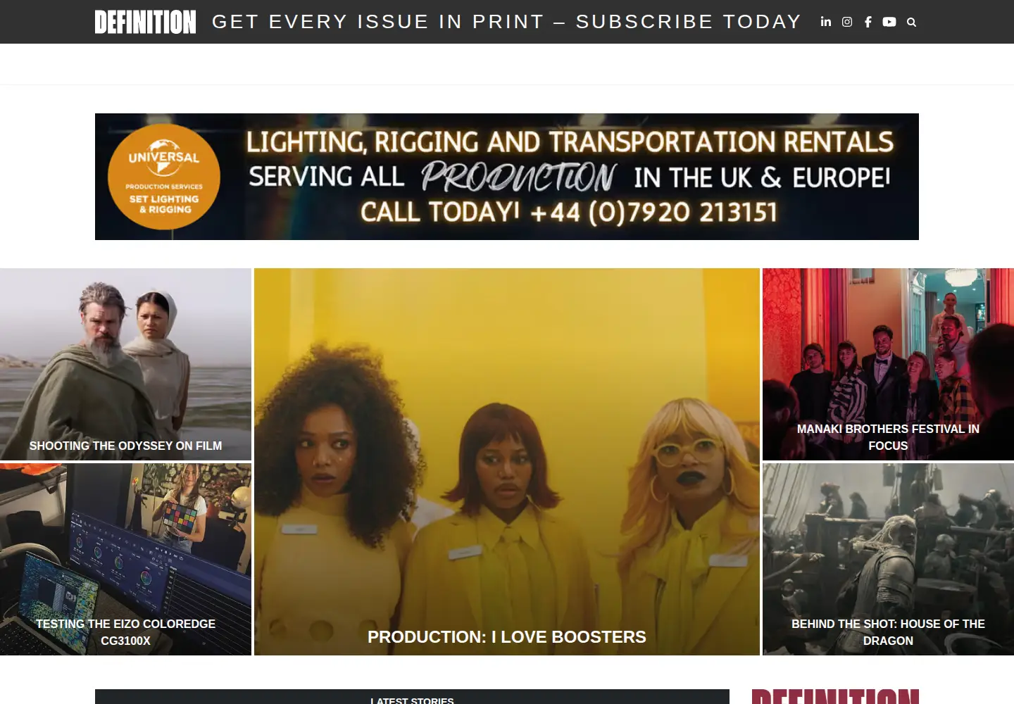 Captured homepage of definitionmagazine.com in the current scan