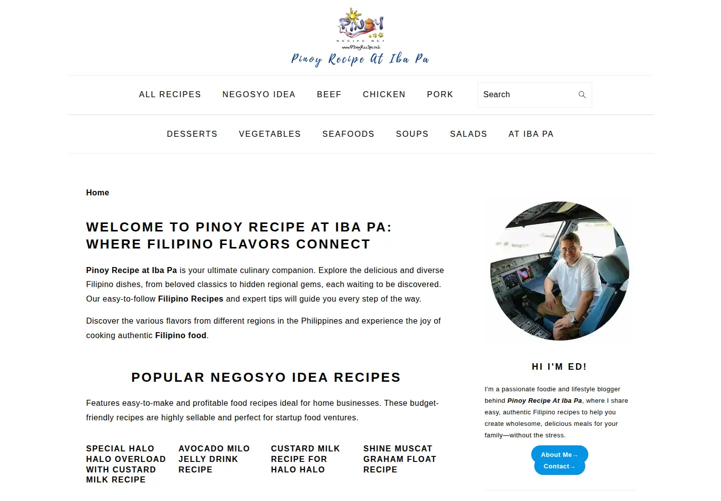Captured homepage of pinoyrecipe.net in the current scan