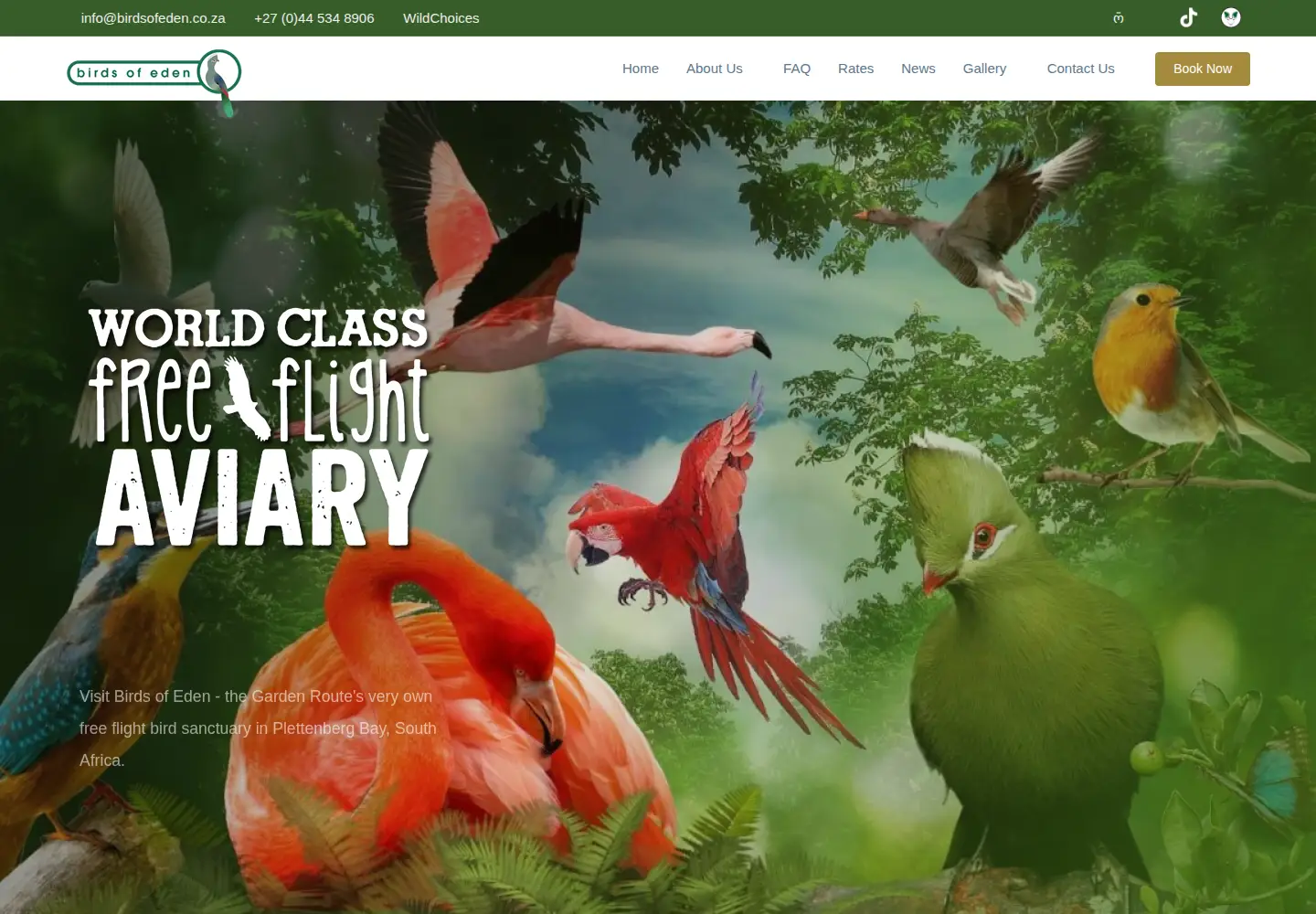 Captured homepage of birdsofeden.co.za in the current scan