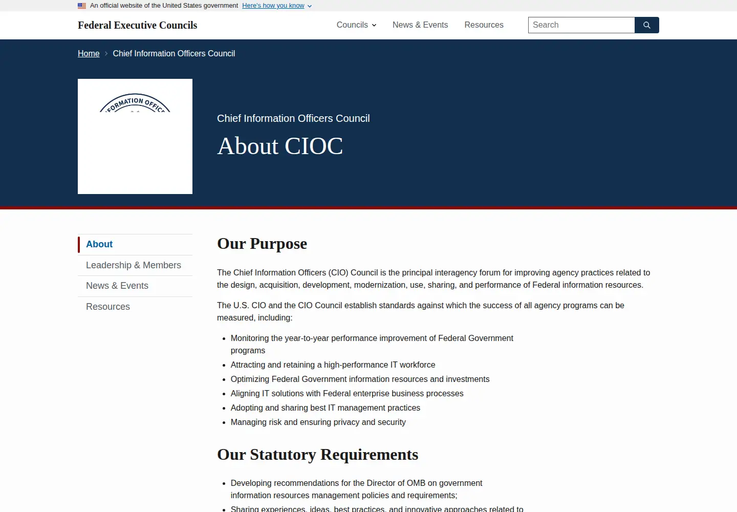 Screenshot of cio.gov