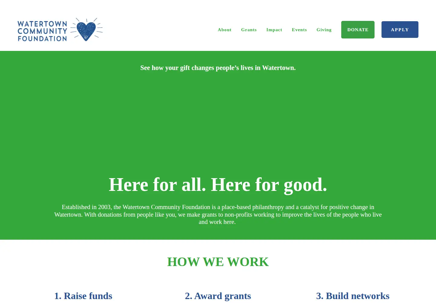 Screenshot of watertownfoundation.org