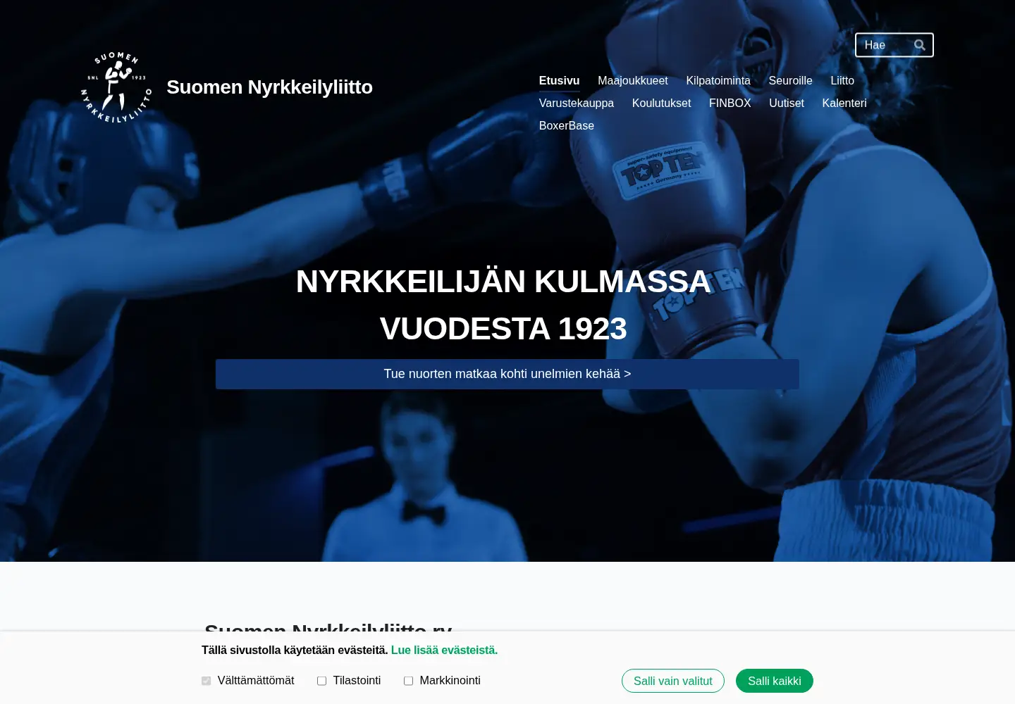 Screenshot of nyrkkeilyliitto.com