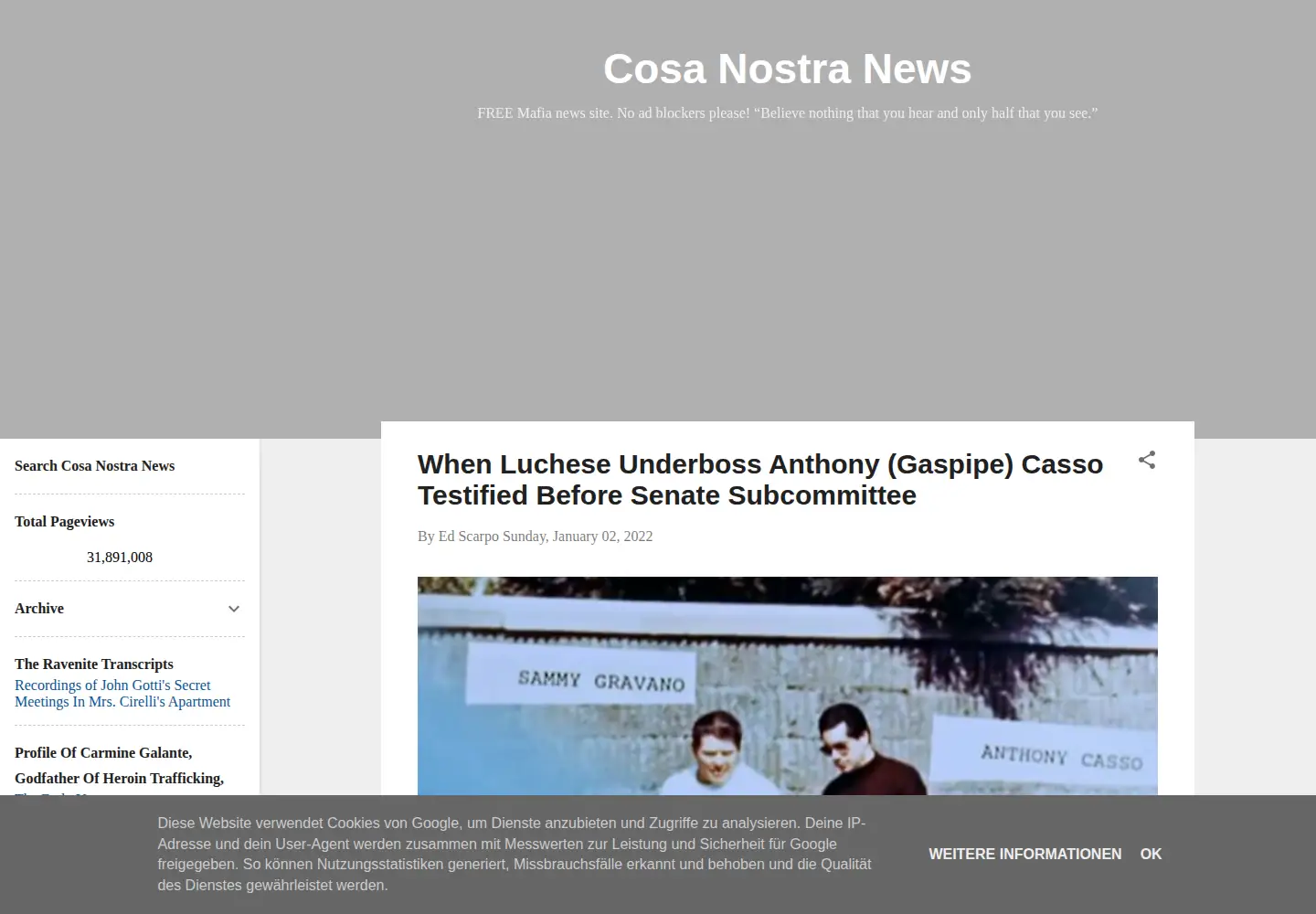 Captured homepage of cosanostranews.com in the current scan