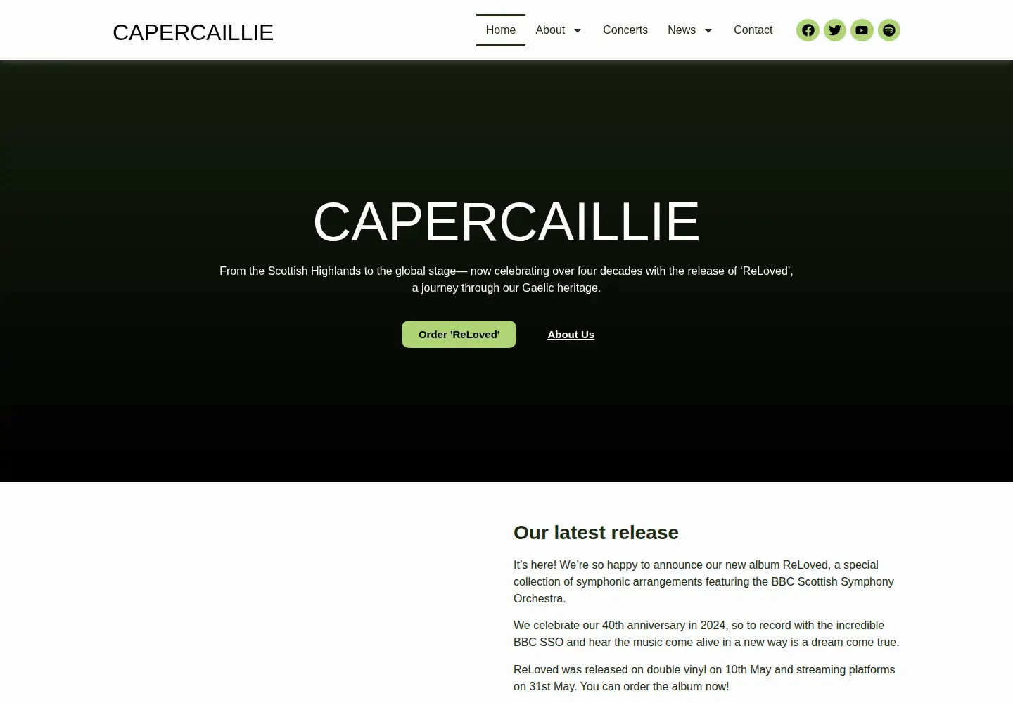 Screenshot of capercaillie.co.uk