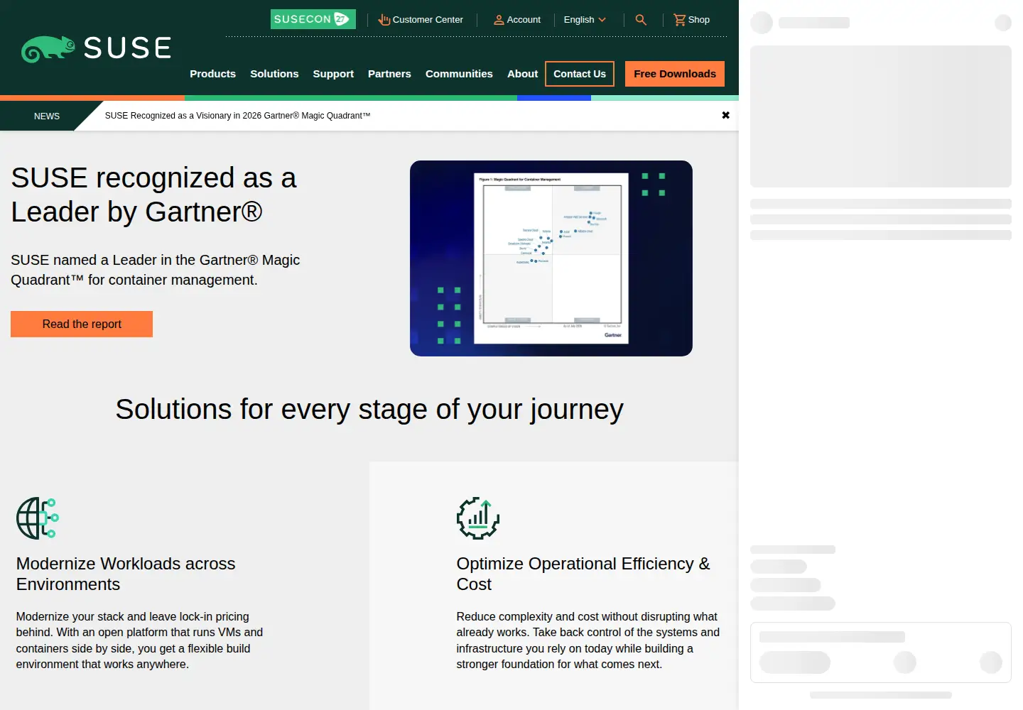 Screenshot of suse.com