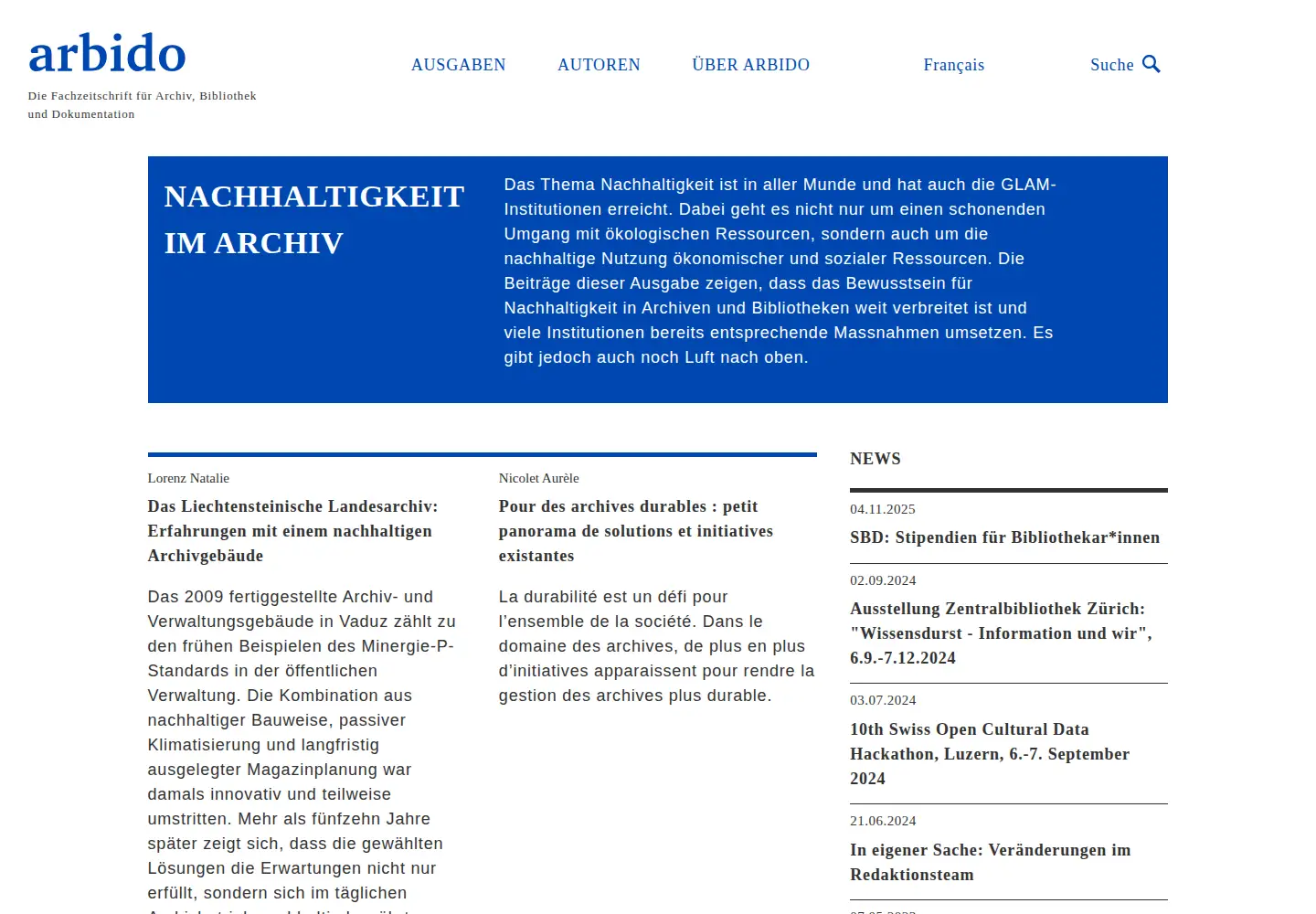 Screenshot of arbido.ch