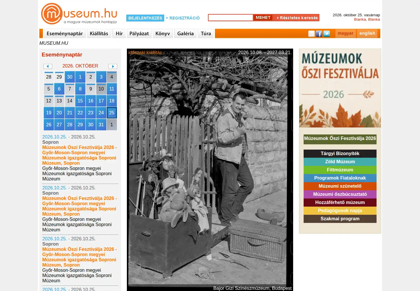 Screenshot of museum.hu