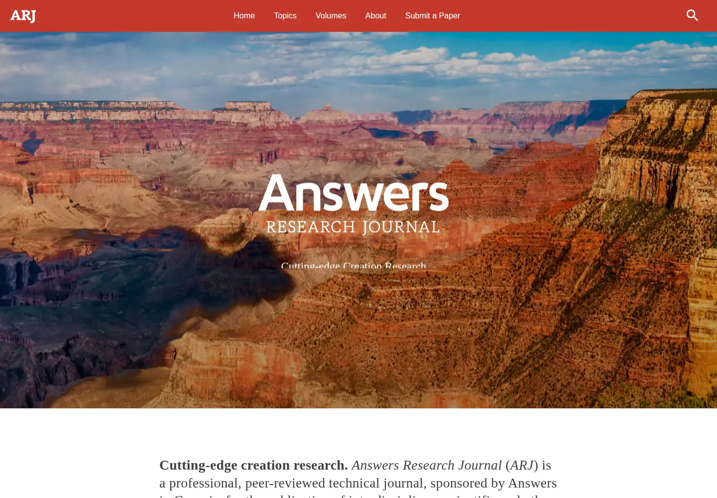 Captured homepage of answersresearchjournal.org in the current scan