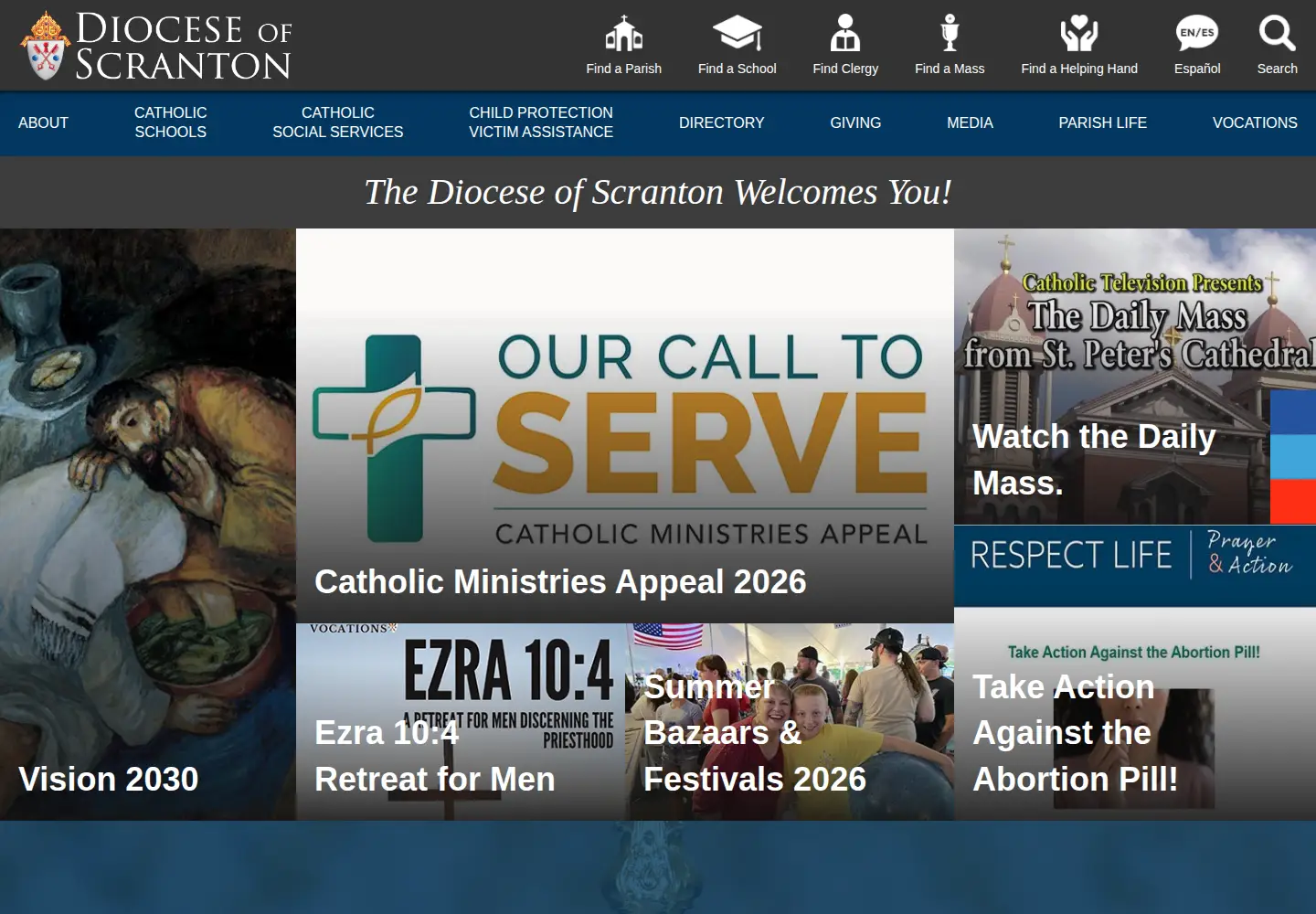 Screenshot of dioceseofscranton.org