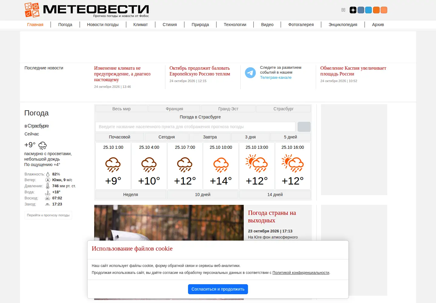 Screenshot of meteovesti.ru