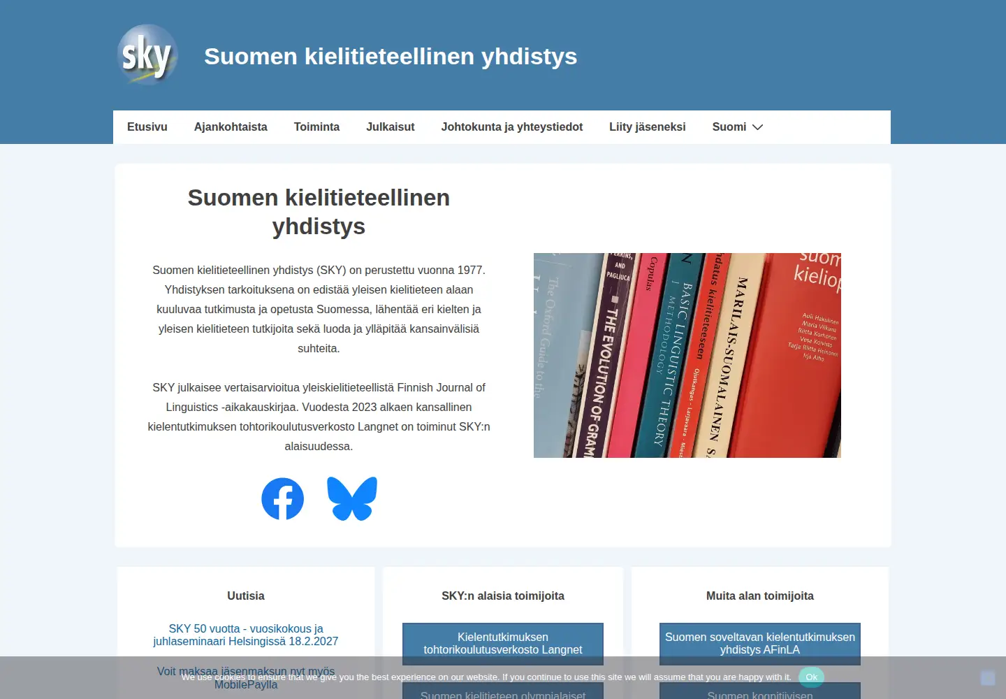 Captured homepage of linguistics.fi in the current scan