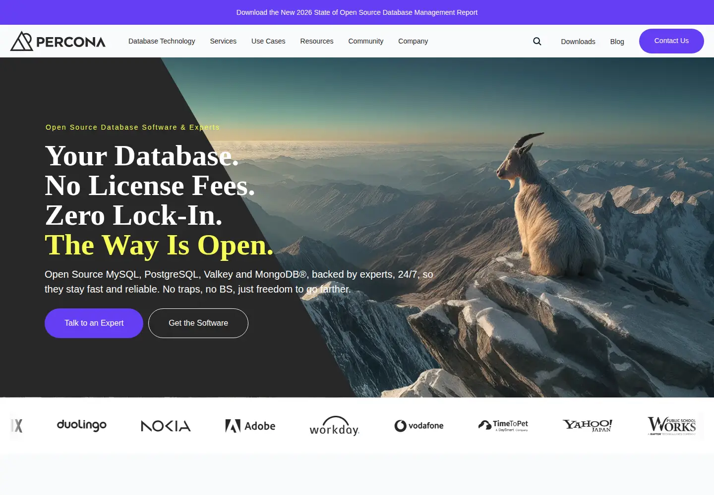 Screenshot of percona.com