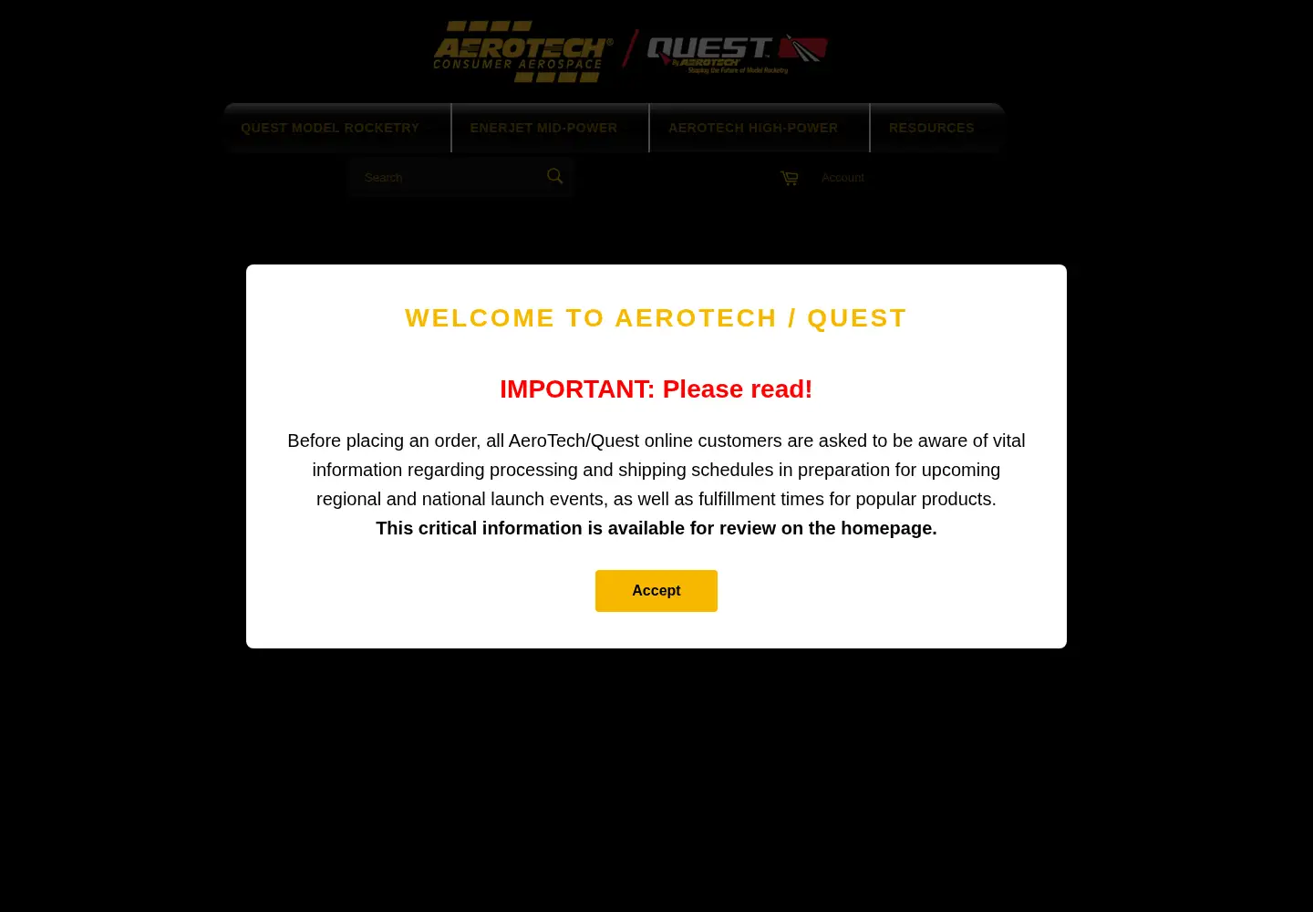 Screenshot of aerotech-rocketry.com