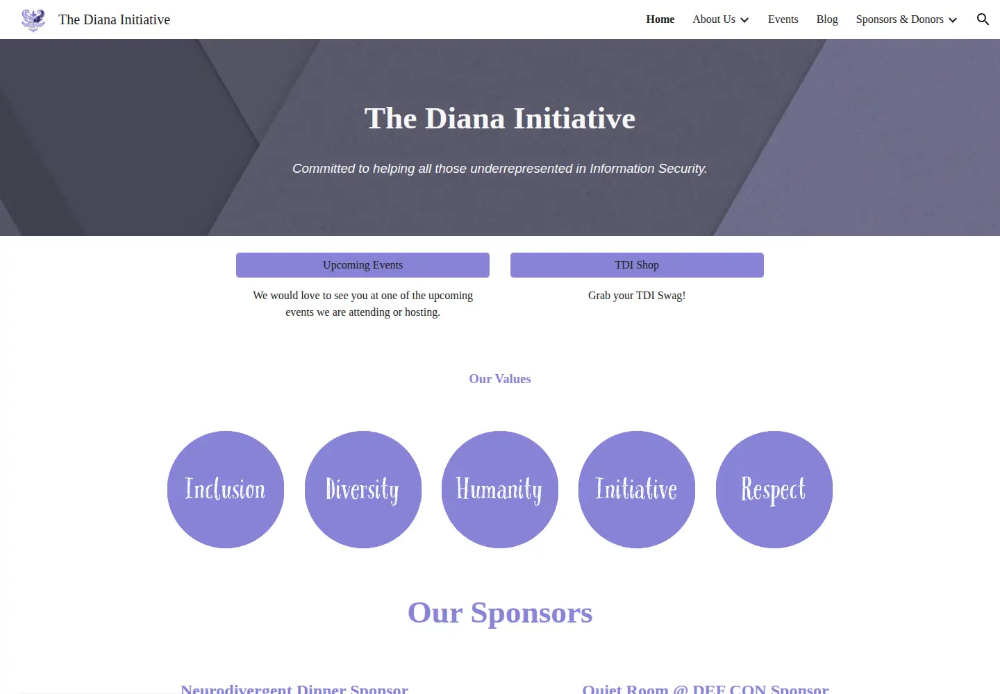 Screenshot of dianainitiative.org
