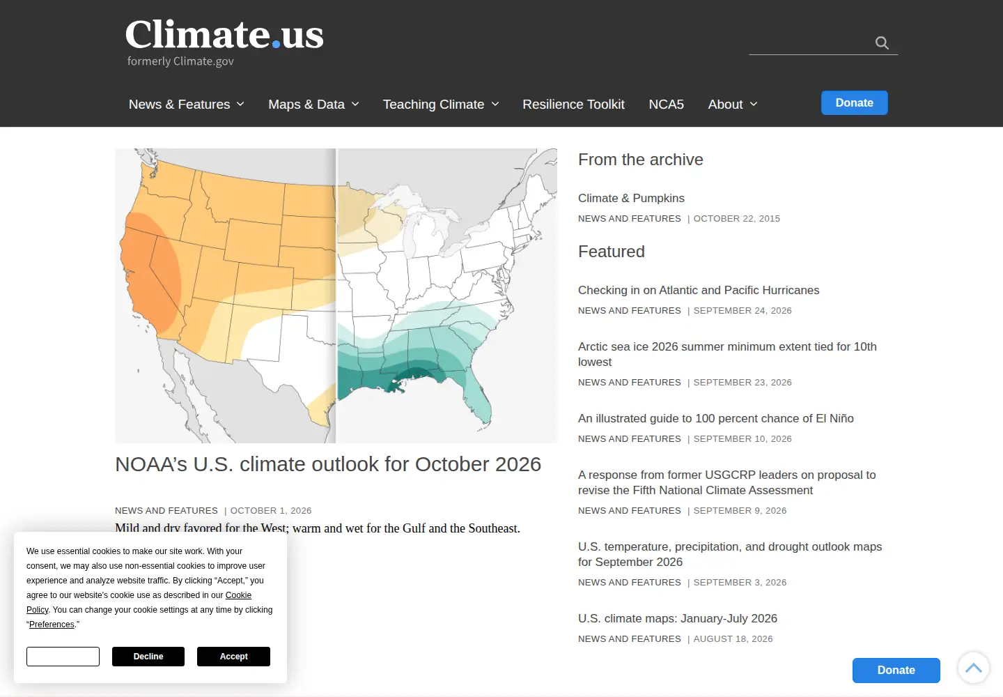 Screenshot of climate.us