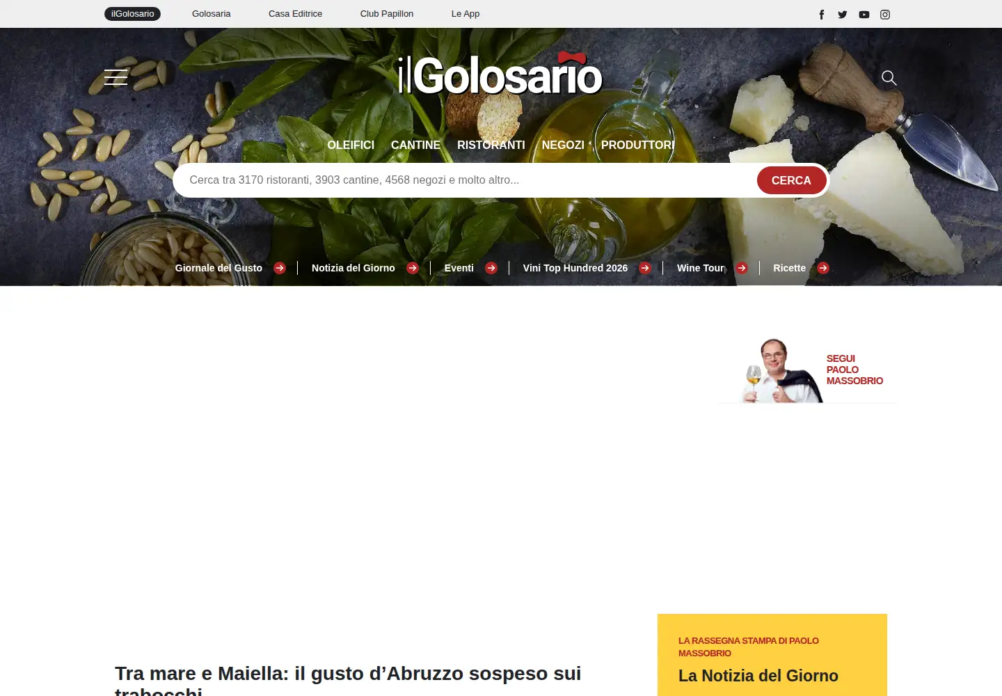Captured homepage of ilgolosario.it in the current scan