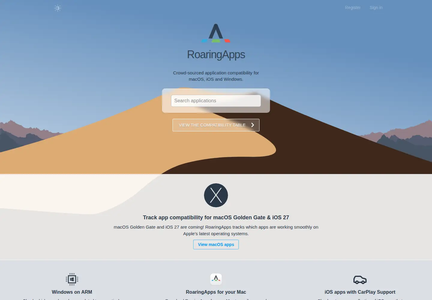Screenshot of roaringapps.com
