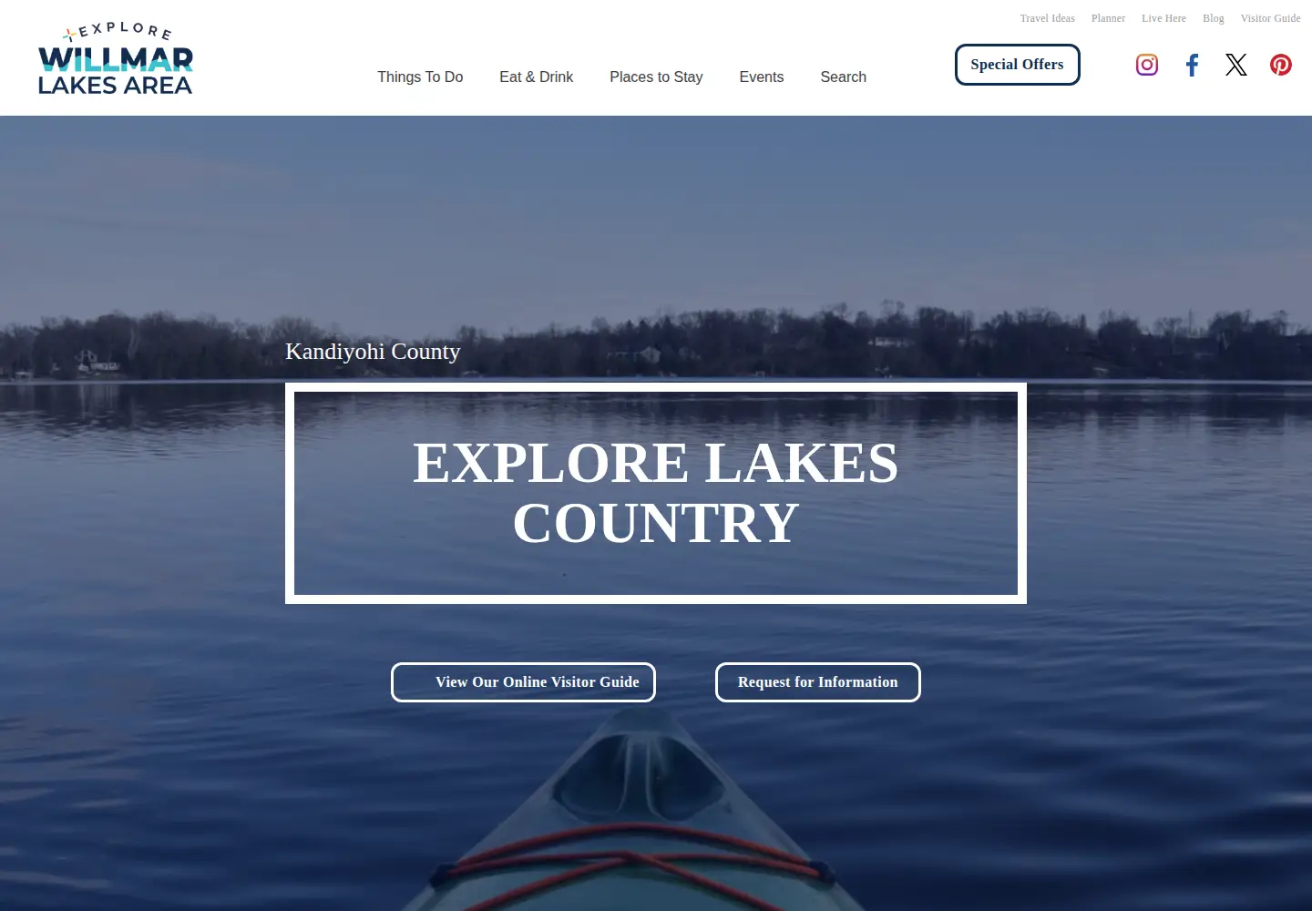 Screenshot of willmarlakesarea.com