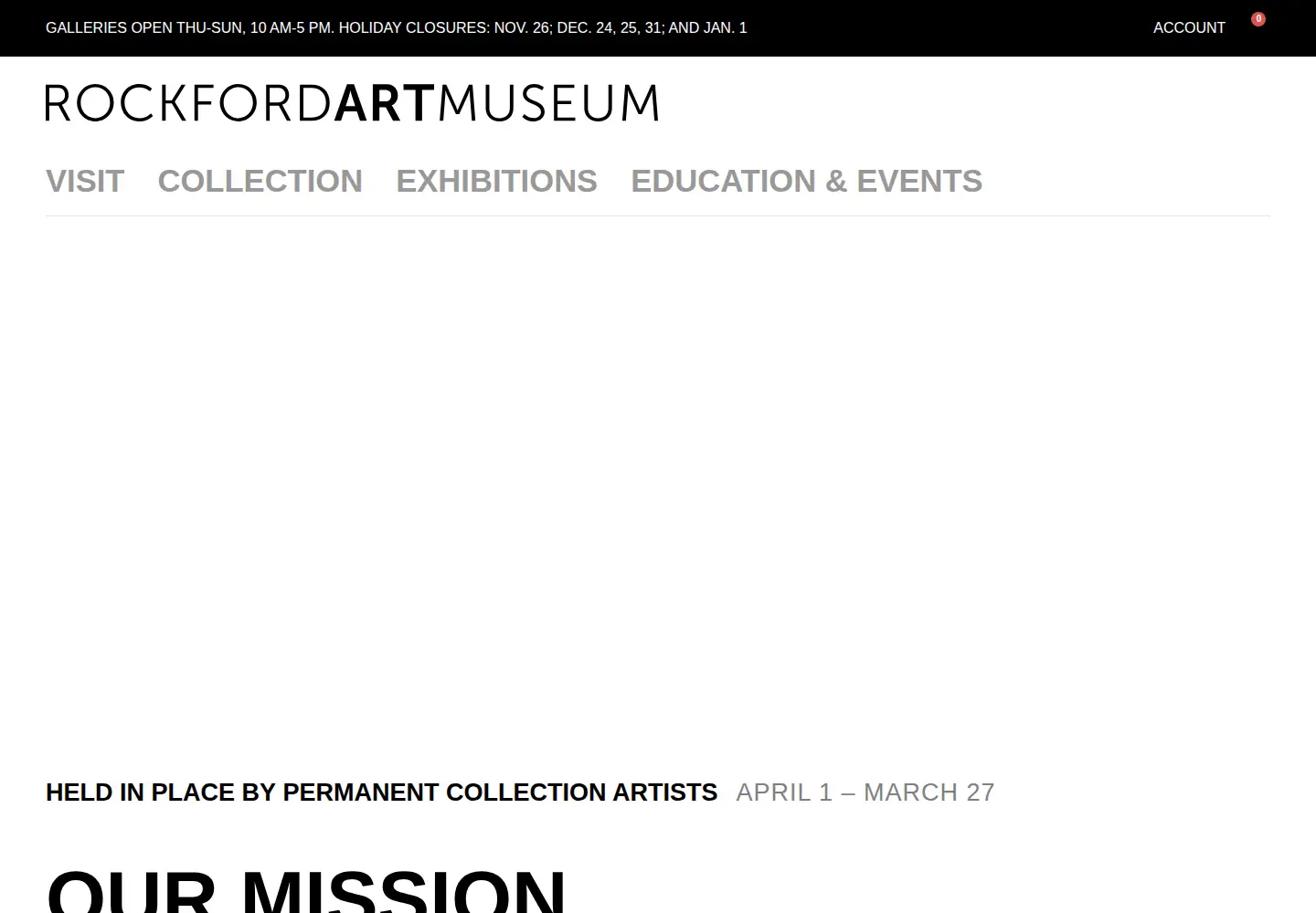 Captured homepage of rockfordartmuseum.org in the current scan