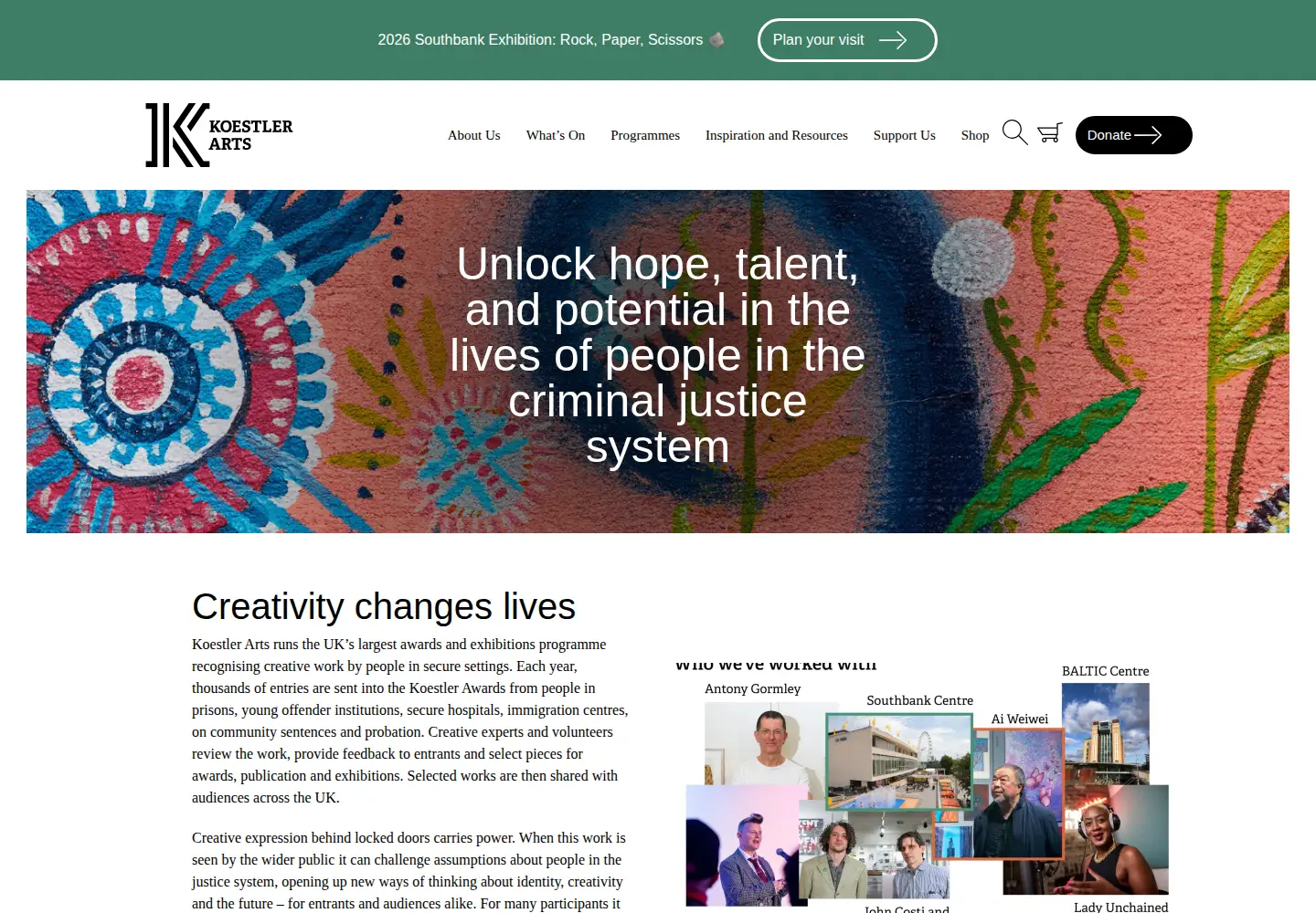 Screenshot of koestlertrust.org.uk