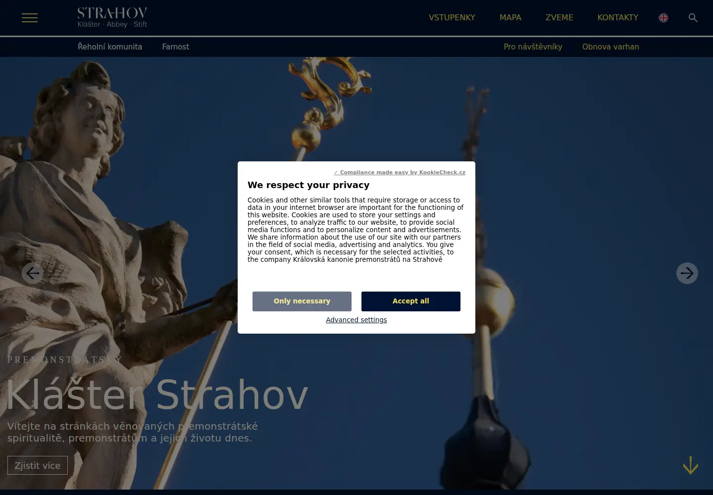 Screenshot of strahovskyklaster.cz
