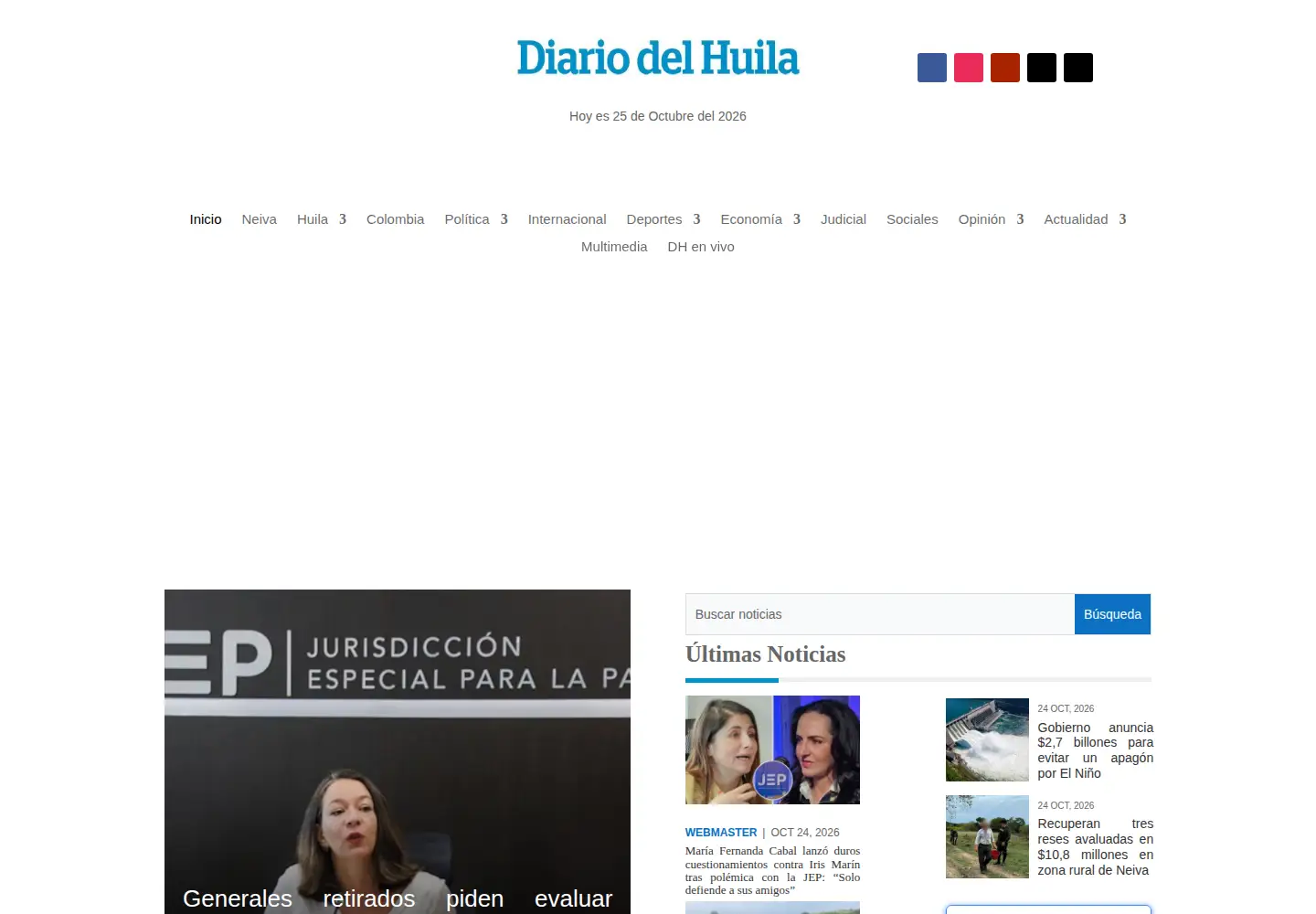 Screenshot of diariodelhuila.com