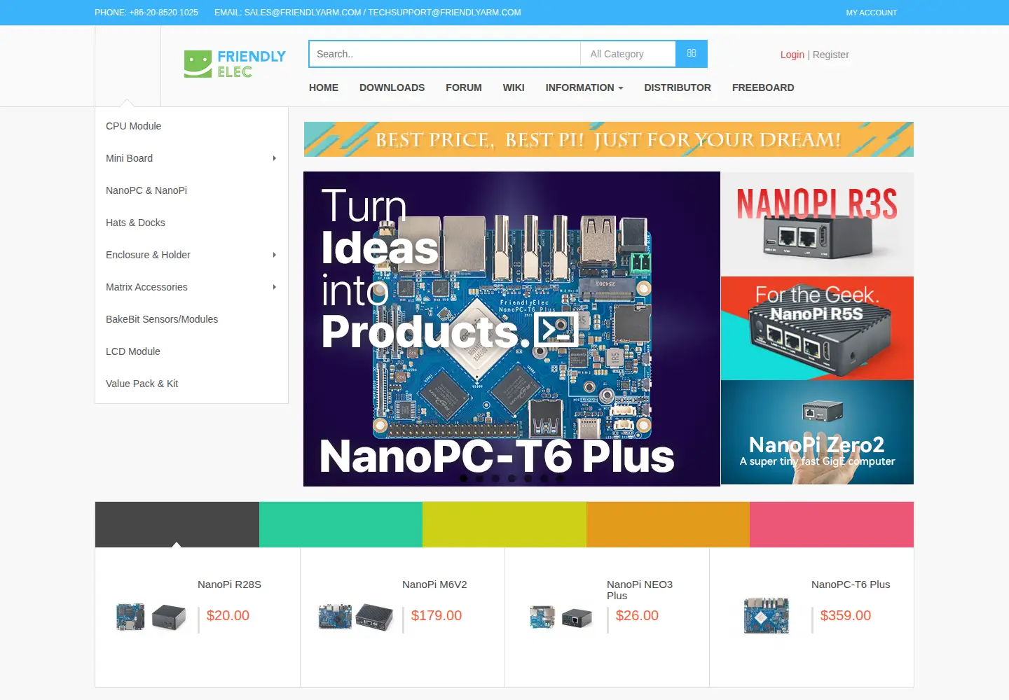 Screenshot of friendlyelec.com