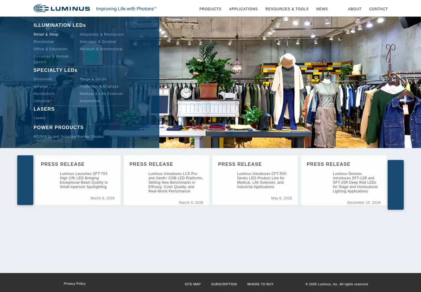 Screenshot of luminus.com